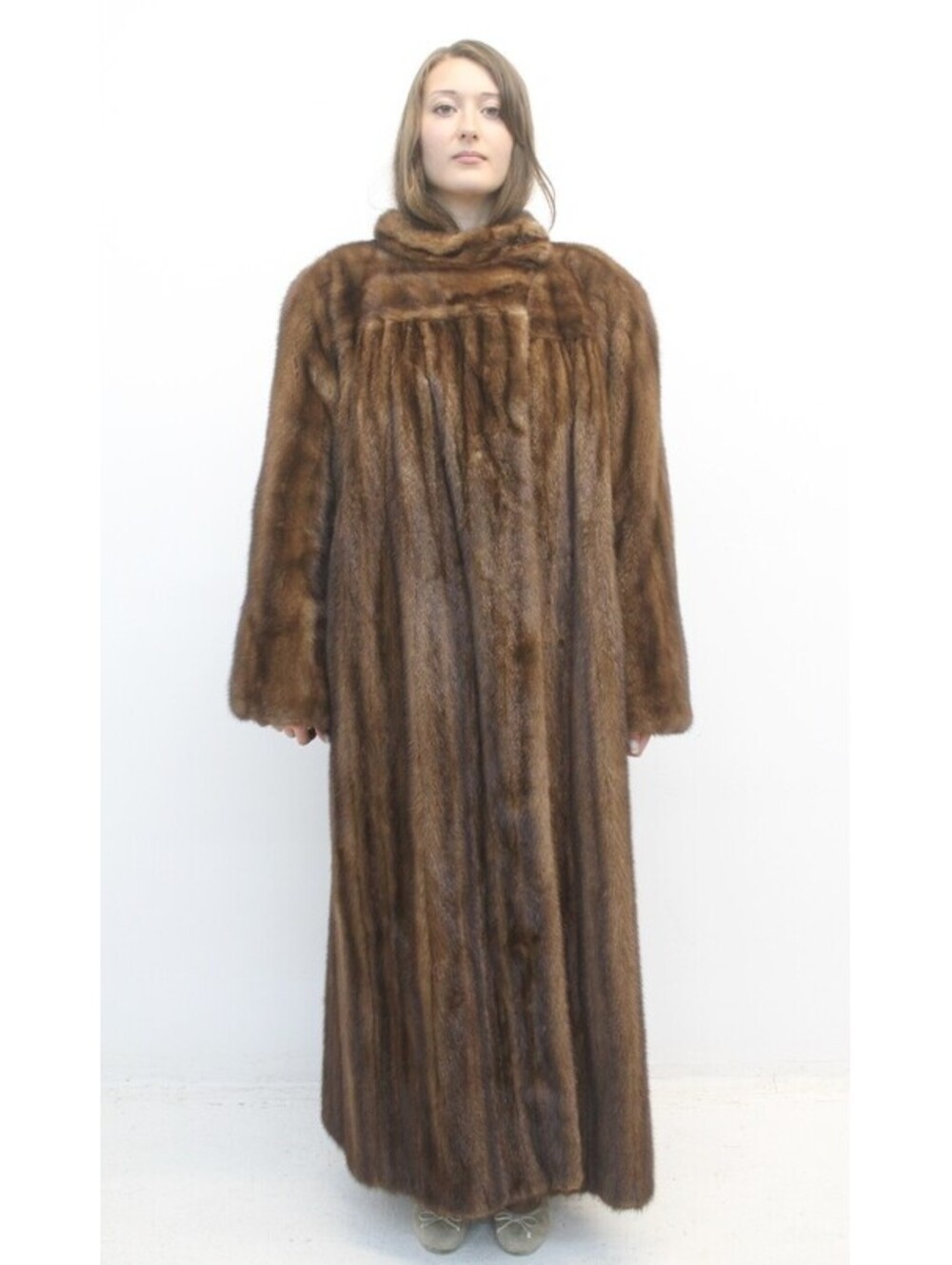 EXCELLENT DEMI BUFF FEMALE MINK FUR COAT WOMEN SIZE 18-20